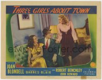 1a911 THREE GIRLS ABOUT TOWN LC 1941 John Howard between sexy Joan Blondell & Janet Blair!