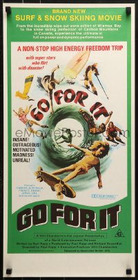 1b091 GO FOR IT Aust daybill 1976 cool surfing, skateboarding & extreme sports art!