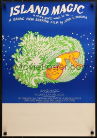 1b096 ISLAND MAGIC Aust special poster 1972 L. John Hitchcock surfing documentary, different art!