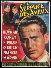 1b209 RACK Belgian 1956 art of young Paul Newman & sexy Anne Francis, written by Rod Serling!