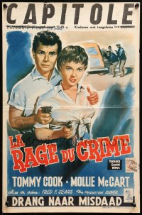 1b222 TEEN-AGE CRIME WAVE Belgian 1955 bad girls & guns, shocking drama of today's teenage terror!