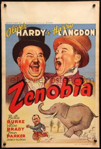 1b231 ZENOBIA Belgian 1947 completely different art of Oliver Hardy, Harry Langdon & mad elephant!