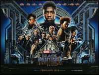 1b317 BLACK PANTHER advance DS British quad 2018 Chadwick Boseman & cast over blue background!