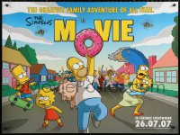 1b350 SIMPSONS MOVIE advance DS British quad 2007 classic Groening art of Homer Simpson w/donut!