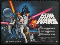 1b351 STAR WARS British quad 1978 George Lucas sci-fi epic, art by Tom Chantrell, Academy Awards!