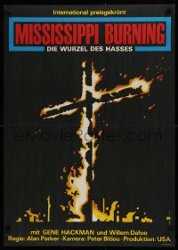 1b066 MISSISSIPPI BURNING East German 23x32 1989 Gene Hackman, Willem Dafoe, burning cross!