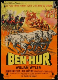 1b681 BEN-HUR French 21x30 R1960s Charlton Heston, William Wyler classic epic, chariot & title art!