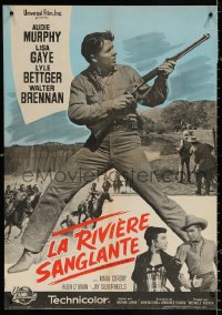 1b689 DRUMS ACROSS THE RIVER French 22x31 R1960s Audie Murphy in an empire of savage hate, Xarrie!