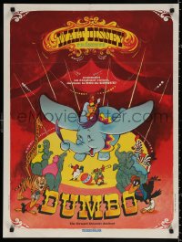 1b690 DUMBO French 24x32 R1970 Walt Disney circus elephant classic, different art by Bourduge!