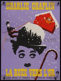 1b695 GOLD RUSH French 23x31 R1972 Charlie Chaplin classic, great Leo Kouper artwork!