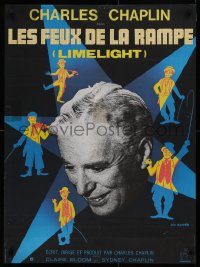 1b715 LIMELIGHT French 23x31 R1970s Charlie Chaplin art & close-up by Kouper & Boumendil