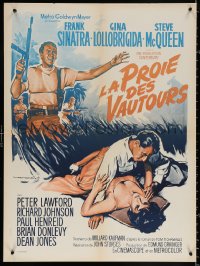 1b724 NEVER SO FEW French 24x32 R1960s Soubie art of McQueen, Frank Sinatra & Gina Lollobrigida!