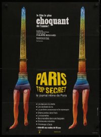 1b728 PARIS TOP SECRET French 23x31 1970 art of Egyptian monument with female legs by Ferracci!