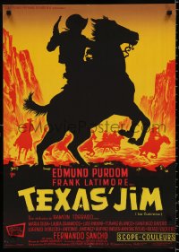 1b736 TEXAS JIM French 22x32 1968 different art of cowboy Edmund Purdom by Guy Gerard Noel!