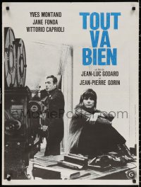 1b741 TOUT VA BIEN French 23x31 1972 Jean-Luc Godard, cool image of movie camera & Jane Fonda!
