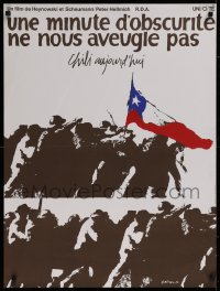 1b743 UNE MINUTE D'OBSCURITE NE NOUS AVEUGLE PAS French 24x31 1976 protesting Pinochet, Balmes art!