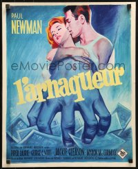 1b780 HUSTLER French 18x22 1962 Grinsson art of pool pro Paul Newman & sexy Piper Laurie!