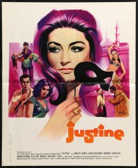 1b785 JUSTINE French 18x22 1969 Grinsson art of super sexy Anouk Aimee!