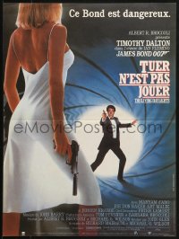 1b792 LIVING DAYLIGHTS French 15x20 1987 Tim Dalton as James Bond & sexy Maryam d'Abo w/gun!