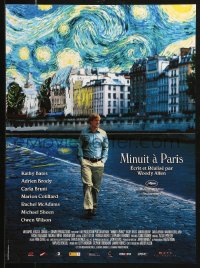 1b795 MIDNIGHT IN PARIS French 15x21 2011 cool image of Owen Wilson under Van Gogh's Starry Night!