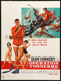 1b815 THUNDERBALL French 16x21 R1980s art of Sean Connery as James Bond 007 by McGinnis and McCarthy