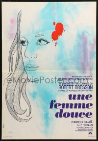1b818 UNE FEMME DOUCE French 15x22 1969 Robert Bresson's Une femme douce, wonderful art by Chica!