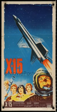1b752 X-15 French 16x31 1961 completely different art of astronaut & rocket by Roger Soubie!