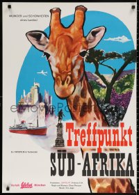 1b171 SOUTH AFRICAN ENCOUNTER German 1960s cool art of giraffe & African landmarks!