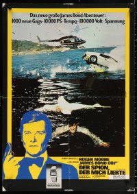 1b173 SPY WHO LOVED ME German 1977 Roger Moore as James Bond & Seiko tie-in, Jaws defeats shark!