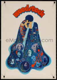 1b187 WOODSTOCK German 17x24 1970 classic rock & roll concert, great Amsel art!
