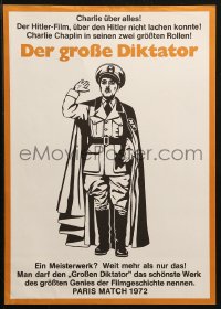 1b190 GREAT DICTATOR German 12x19 R1972 Charlie Chaplin directs and stars, wacky WWII comedy!