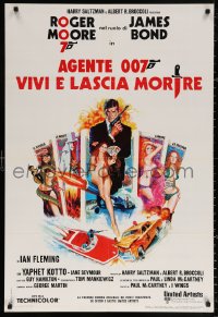 1b387 LIVE & LET DIE Italian 1sh 1973 JO art of Roger Moore as James Bond & sexy tarot cards!
