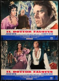 1b438 DOCTOR FAUSTUS group of 2 Italian 18x27 pbustas 1968 Elizabeth Taylor & director & star Richard Burton!