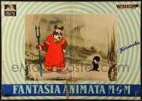 1b421 FANTASIA ANIMATA MGM Italian 19x27 pbusta 1950s different image of bear w/ trident & penguin!