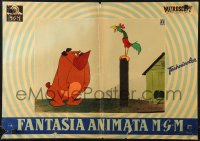 1b420 FANTASIA ANIMATA MGM Italian 19x27 pbusta 1950s different art of bulldog and crowing rooster!