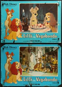 1b443 LADY & THE TRAMP group of 5 Italian 18x26 pbustas R1970s Walt Disney romantic dog cartoon!
