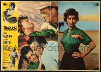 1b426 LEGEND OF THE LOST Italian 19x27 pbusta 1959 John Wayne tangling with Sophia Loren & more!