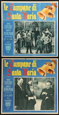 1b472 BELLS OF ST. MARY'S group of 2 Italian 13x14 pbustas 1946 Ingrid Bergman & Bing Crosby!
