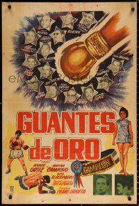 1b004 GUANTES DE ORO Mexican poster 1961 Alvaro Ortiz, boxing artwork!