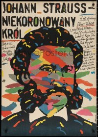 1b246 JOHANN STRAUSS THE KING WITHOUT A CROWN Polish 26x37 1988 Pagowski artwork of the composer!