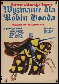 1b266 CHALLENGE FOR ROBIN HOOD Polish 23x33 1969 Hammer, art of knight on horse by Bertrandt!