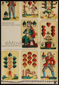 1b271 I EVEN MET HAPPY GYPSIES Polish 23x33 1968 Petrovic, cool Stanislaw Zamecznik tarot card art!