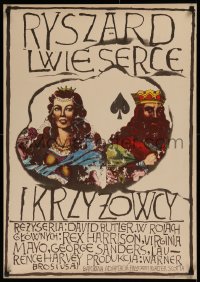 1b276 KING RICHARD & THE CRUSADERS Polish 23x33 1969 Rex Harrison, Virginia Mayo, Mucha art!