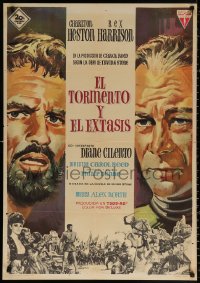 1b480 AGONY & THE ECSTASY Spanish 1965 different art of Charlton Heston & Rex Harrison, battle!