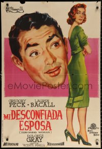 1b497 DESIGNING WOMAN Spanish 1959 best art of Gregory Peck & Lauren Bacall, different Jano art!