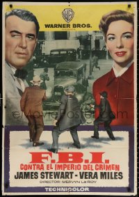 1b503 FBI STORY Spanish 1959 different art of detective Jimmy Stewart & Vera Miles!