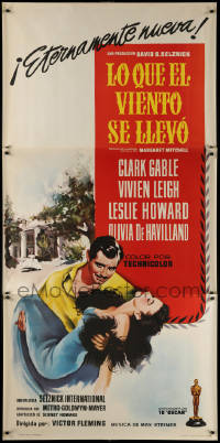 1b511 GONE WITH THE WIND Spanish 3sh R1962 romantic art of Gable & Vivien Leigh, different & rare!