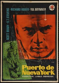 1b543 PORT OF NEW YORK Spanish 1949 different close-up film noir art of Yul Brynner by Mac Gomez!