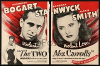1b381 TWO MRS. CARROLLS English trade ad 1947 Humphrey Bogart with Barbara Stanwyck & Alexis Smith!