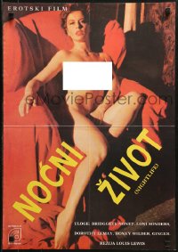 1b104 NIGHTLIFE Yugoslavian 19x27 1983 naked Bridgette Monet, an erotic look at business of pleasure